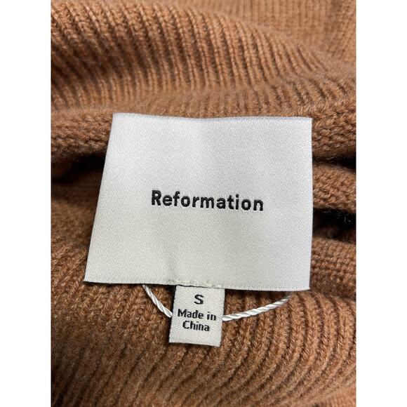 Reformation 'Holland' Brown Cashmere Turtleneck Sweater Dress Size S - Picture 3 of 4